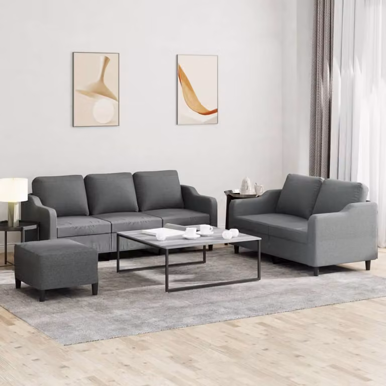 Maison Exclusive - Set divano a 3 pezzi con cuscini in tessuto grigio scuro