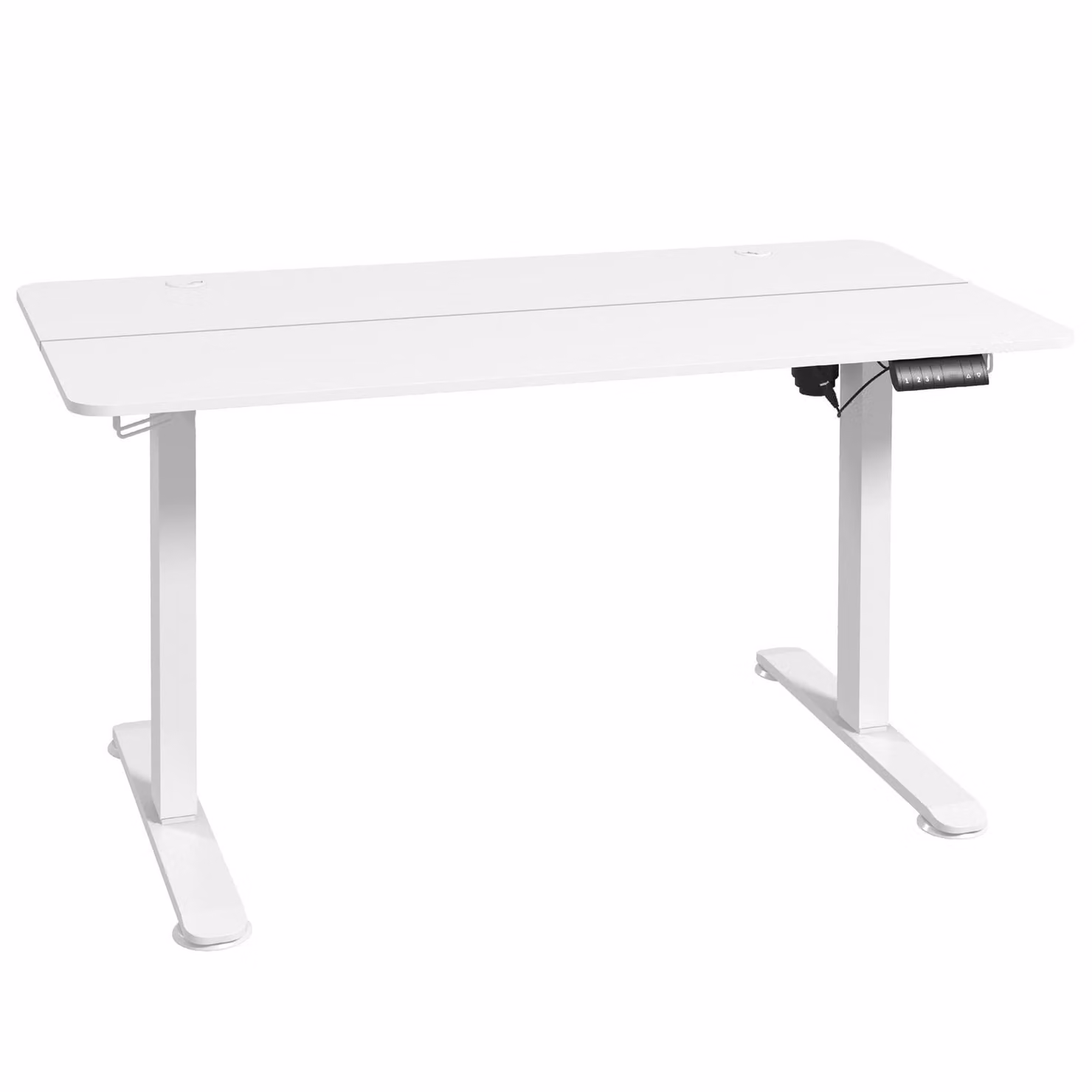 Moonbite, scrivania regolabile in altezza elettricamente, 140 x 70 cm, scrivania regolabile in altezza con 4 memorie, altezza regolabile da 72 a 116 cm, sistema di protezione anticollisione e ganci, realizzata in compensato, colore bianco