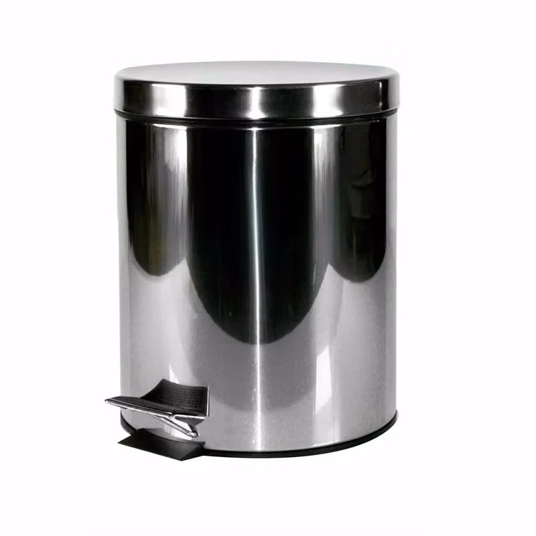 Pattumiera con pedale Vestiamo Casa color argento da 3 litri con secchio interno rimovibile, H: 24,5 cm, Diametro: 16,8 cm