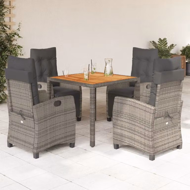 Maison Exclusive - Set da Pranzo da Giardino 5 pz con Cuscini in Polyrattan Grigio