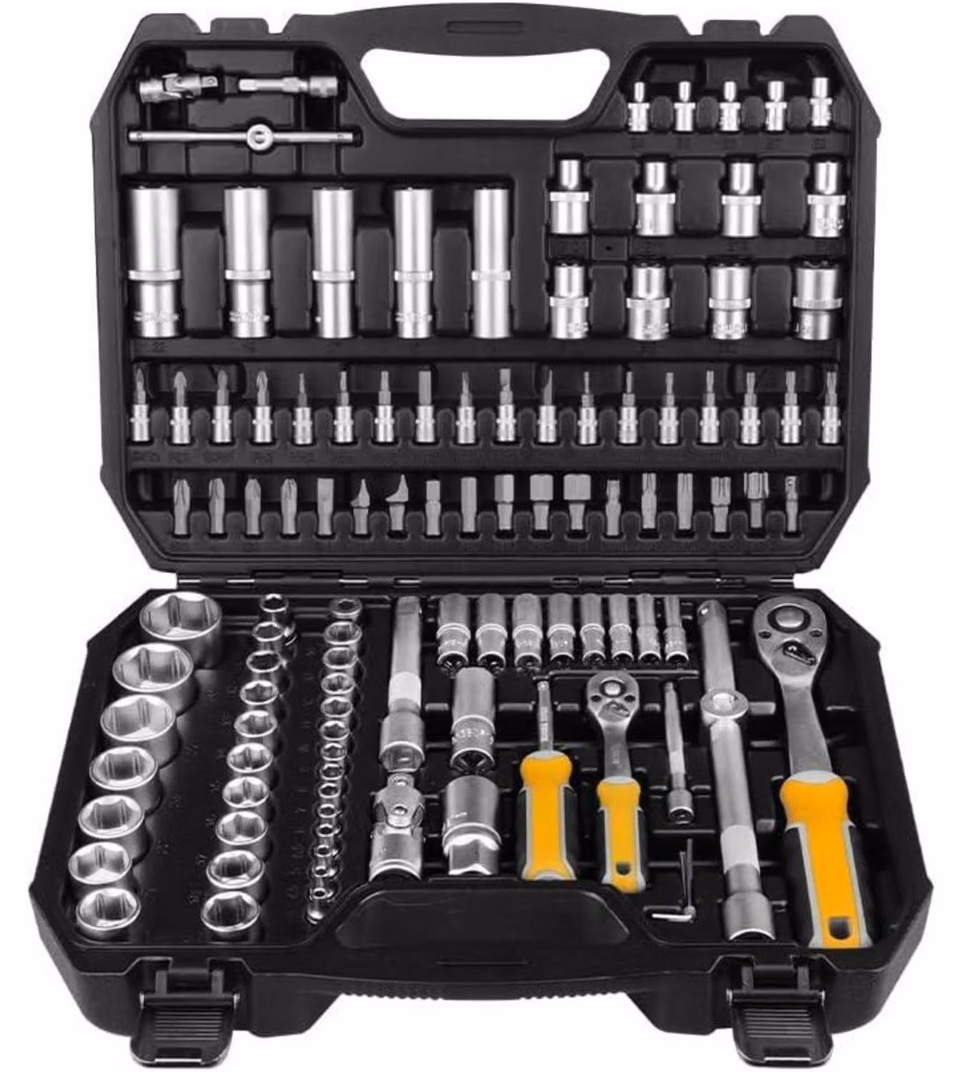 Set di chiavi a bussola da 110 pezzi, 1/4" e 1/2", in valigetta