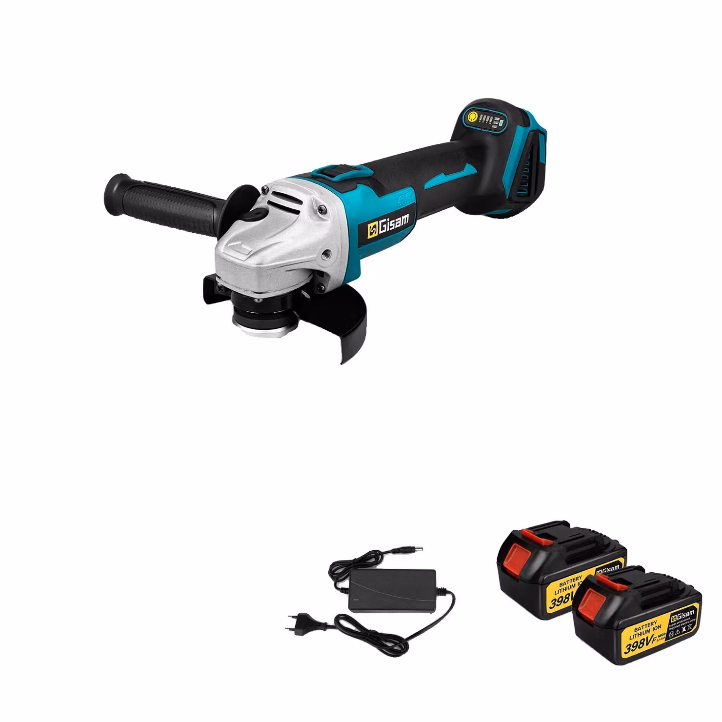 smerigliatrice angolare elettrica da 125 mm, doppia velocità, design ergonomico, 2 batterie