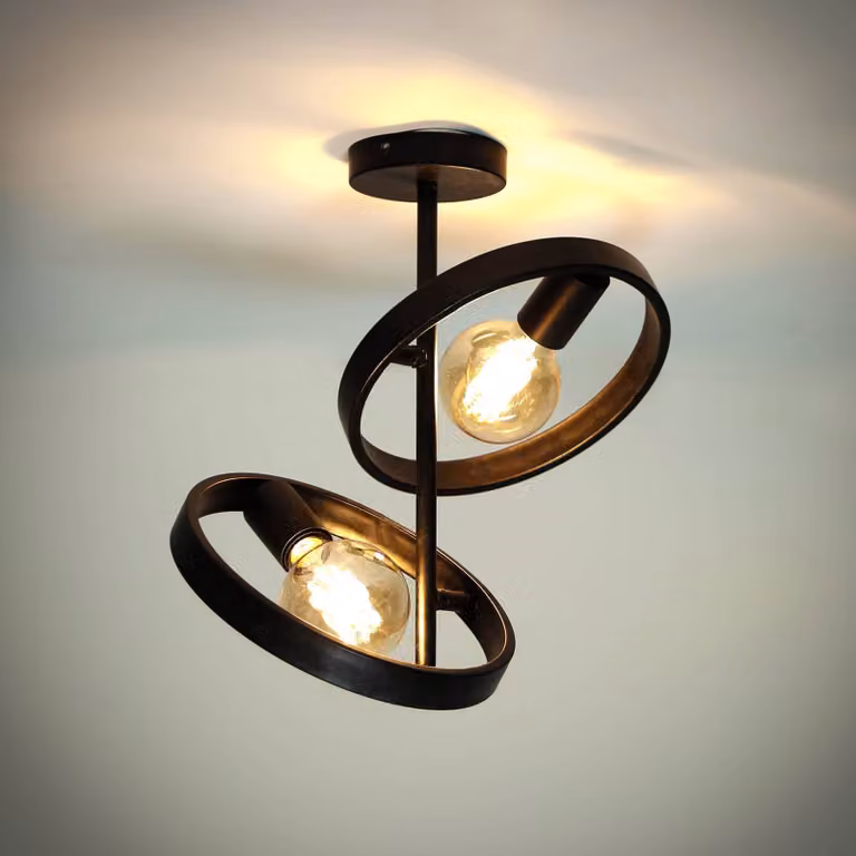 ZIJLSTRA Plafoniera soffitto Ringelbach, dimmerabile, Nero, Soggiorno / Sala da pranzo, Metallo, Moderno, Plafoniera