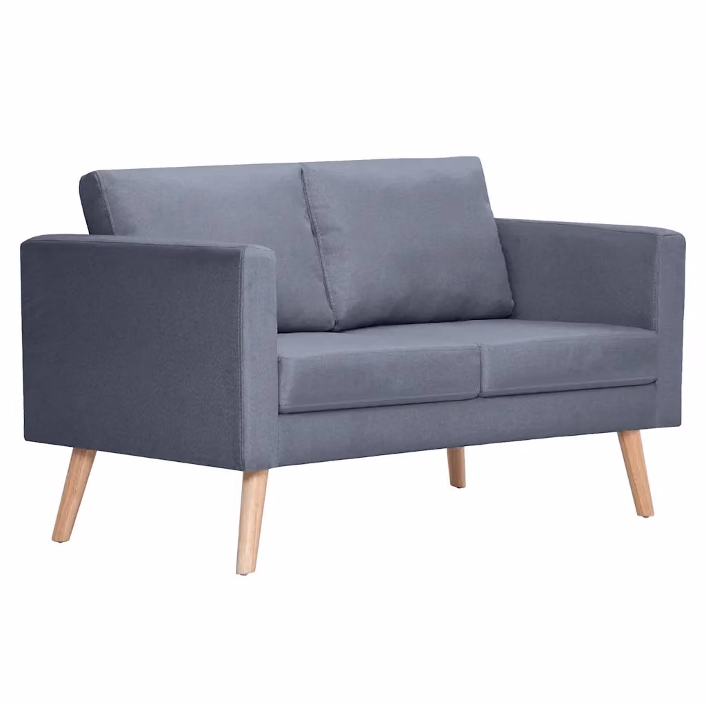 Divano a 2 posti moderno vidaXL in tessuto grigio con struttura in legno massiccio e coperture rimovibili – 2