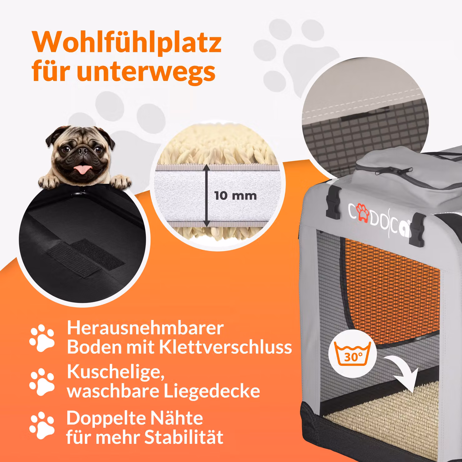 Trasportino per cani pieghevole Cadoca taglia XXL grigio L/P/H: 90 x 60 x 66 cm – 3
