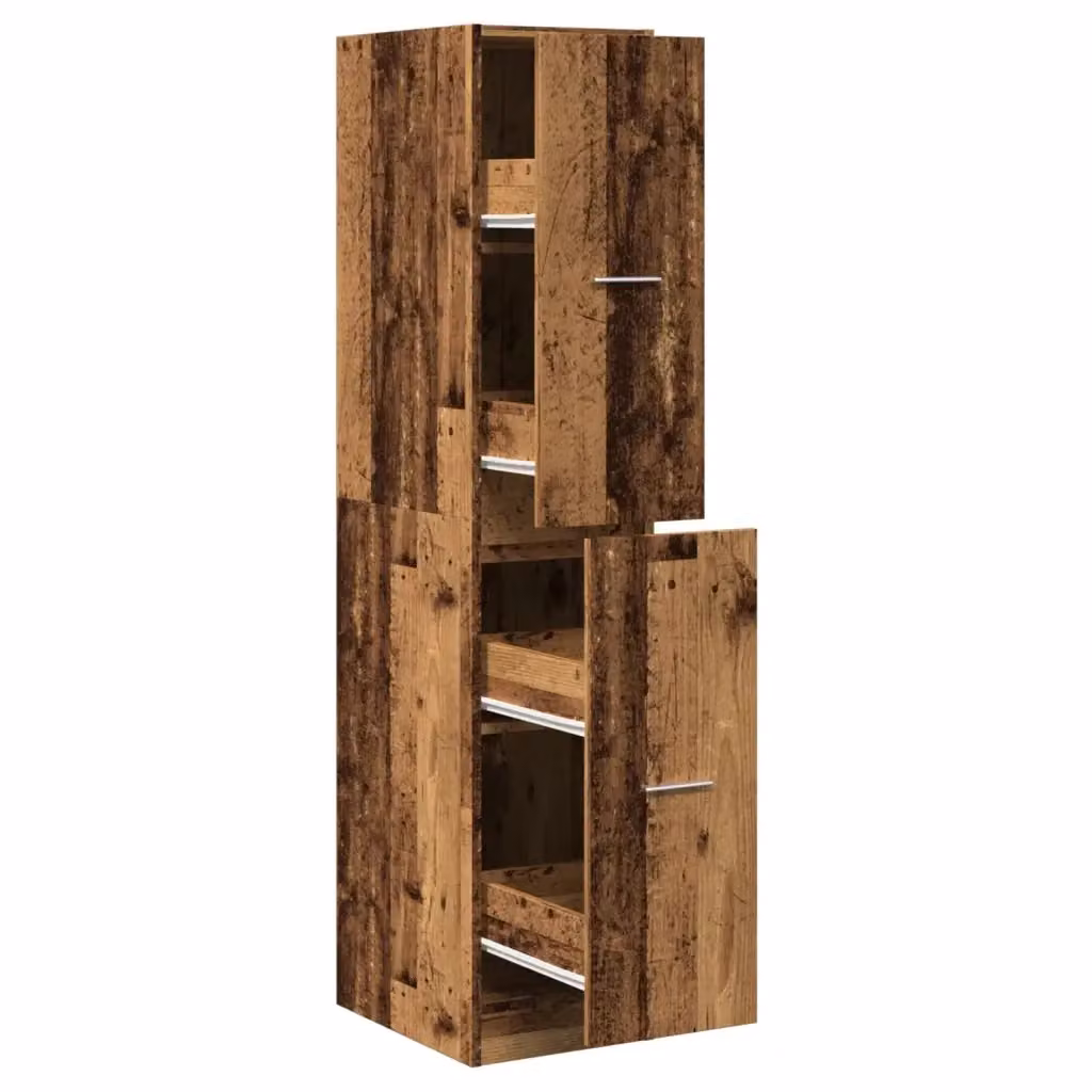 Mobiletto da farmacia vintage HELLOSHOP26 in legno composito marrone con ante e cassetti L: 30 cm, P: 41 cm, H: 144,5 cm – 2