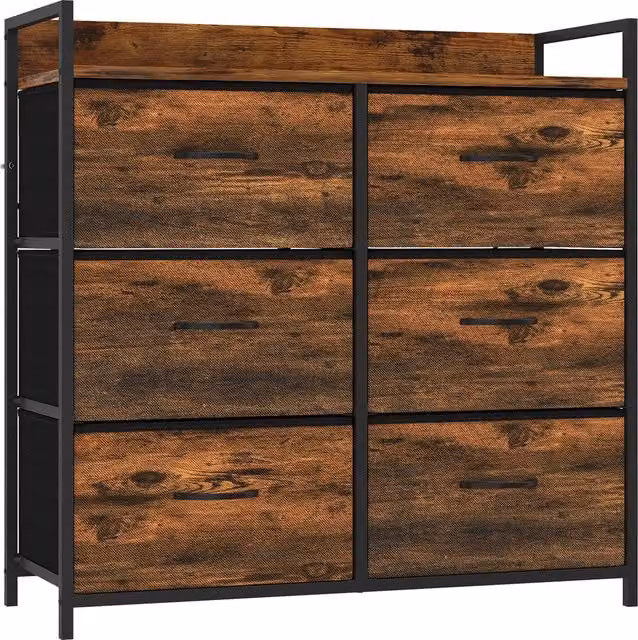 HOMCOM Cassettiera 6 cassetti stile industriale con telaio in acciaio e legno   Aosom Italy