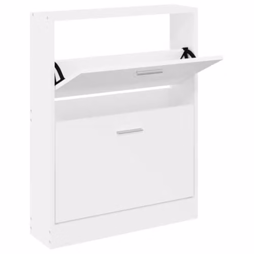 Helloshop26 Scarpiera Range Scarpiera Armadietto ingresso Corridoio Soggiorno 59 x 17 x 81 cm Legno di ingegneria Bianco 02_0021473
