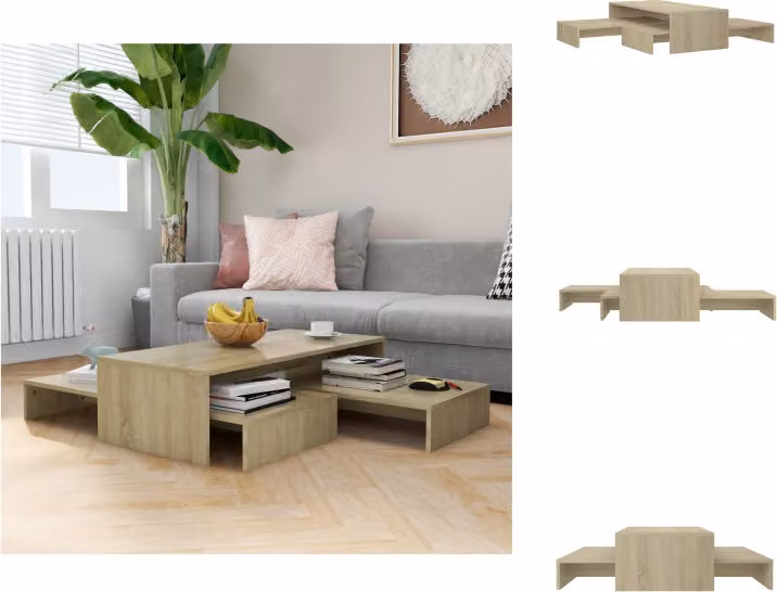 vidaXL Set di tavolini da caffè Sonoma oak 100x100x26,5 cm materiale a base di legno - Tavolini da caffè