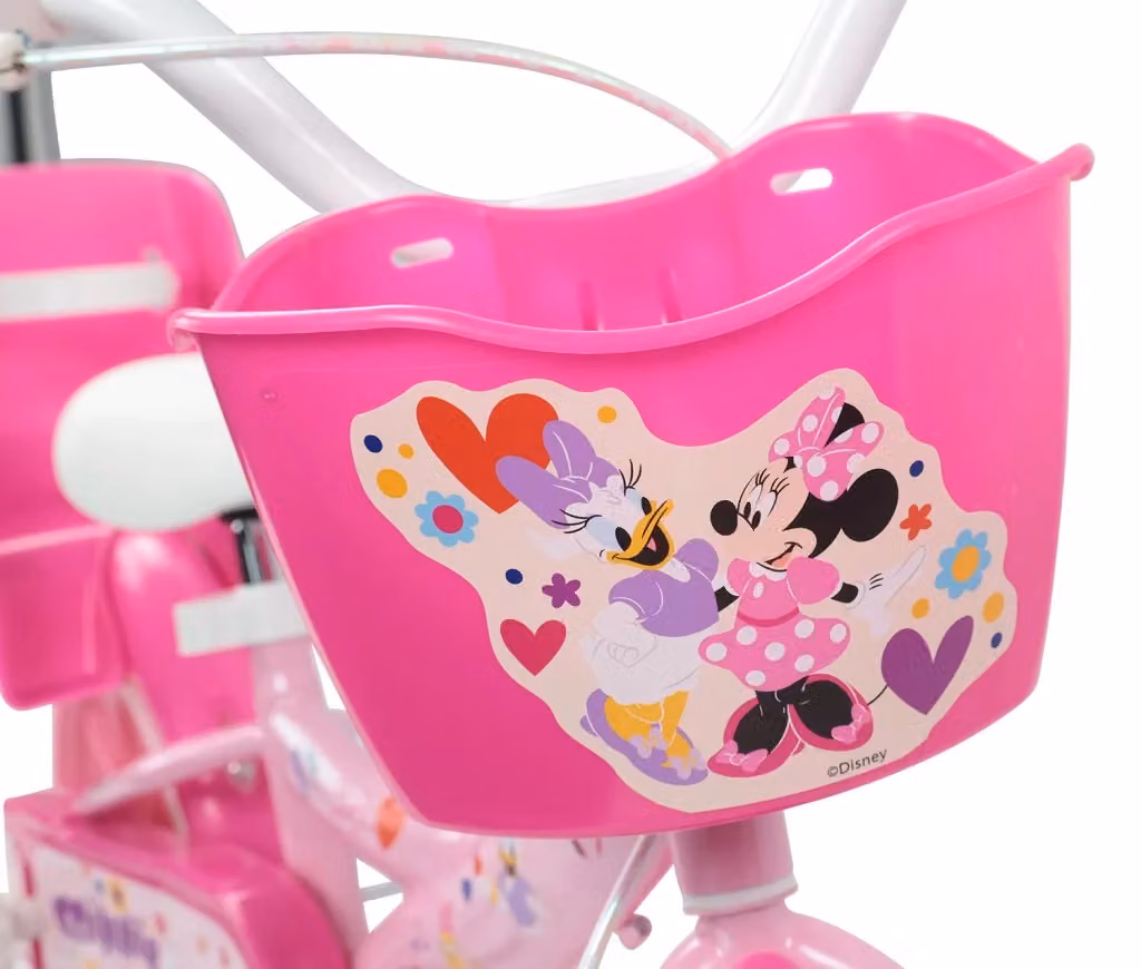 Bicicletta per bambine Disney Minnie 12 pollici con freno caliper e stabilizzatori in acciaio Hi-Ten rosa – 2