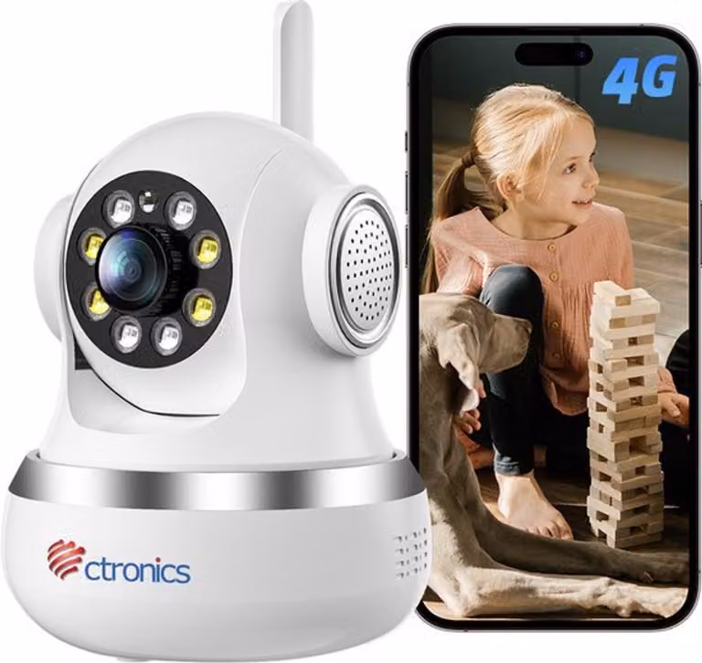 Telecamera di sicurezza interna, 4G LTE, 360 gradi, PTZ, rilevamento umano, visione notturna