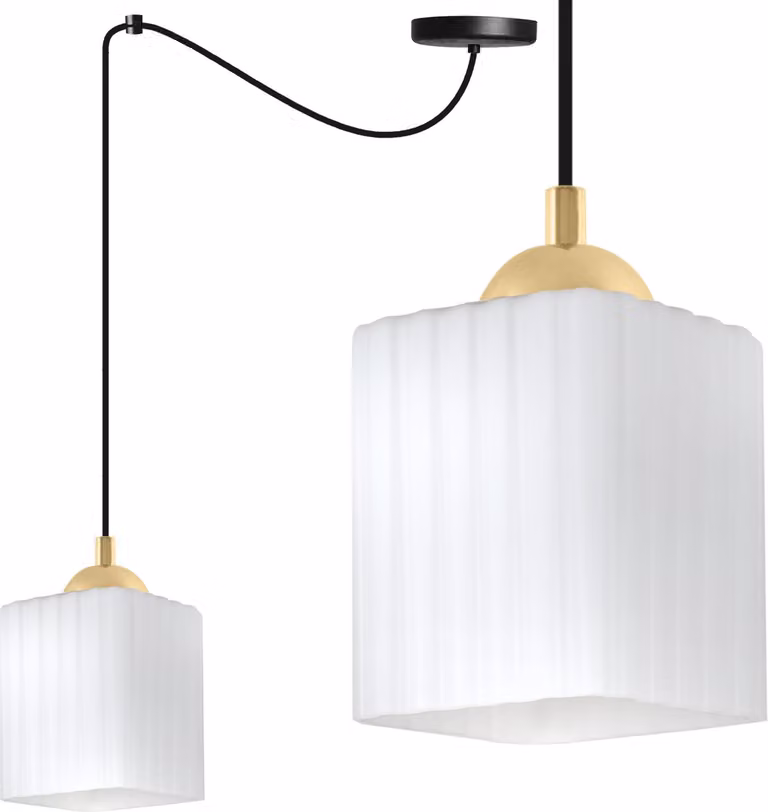 Riffle Lampada a sospensione a forma di ragno nero e oro – Lampada a sospensione a 1 luce con cubo bianco E27