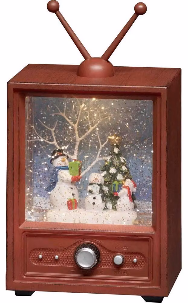 Famiglia di pupazzetti a forma di pupazzo di neve, color marrone, in plastica, composta da 6 pezzi, con illuminazione a LED, alimentata a batteria