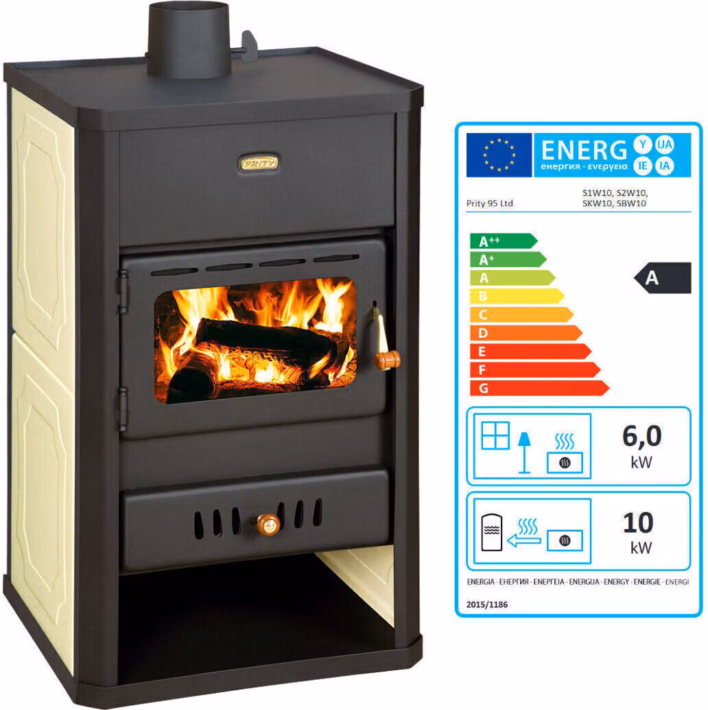 Stufa a legna, stufa a legna, ad acqua Prity S1 W10, potenza 13kW