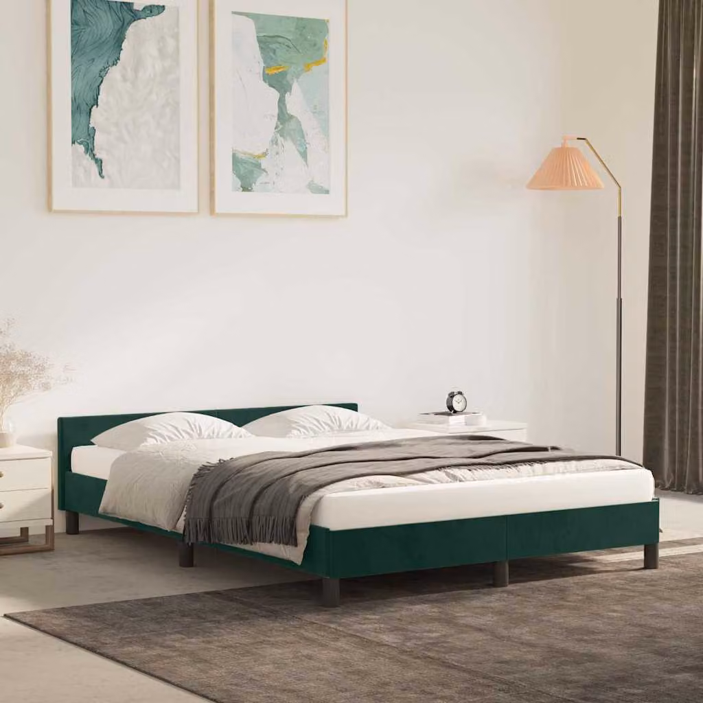 vidaXL Giroletto in Velluto Verde Senza Materasso L/P/H: 140 x 200 x 146 cm