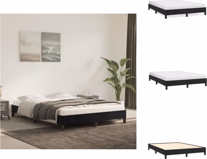 vidaXL Struttura letto nera 140x200 cm in velluto - Letti e strutture letto