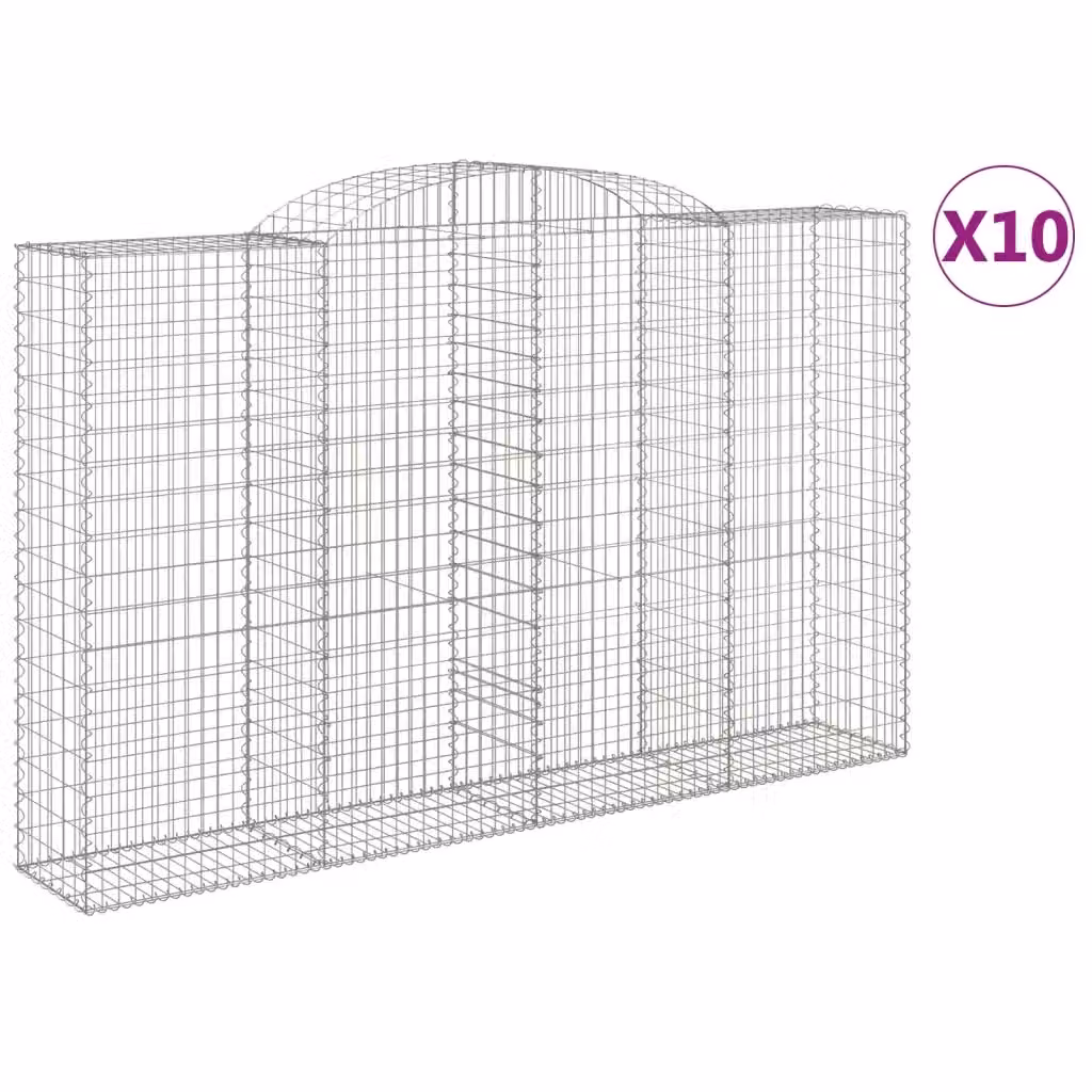 Set di 10 Cesti Gabbioni ad Arco Videx in Acciaio Zincato Argento L: 300 cm, P: 50 cm, H: 180/200 cm – 2