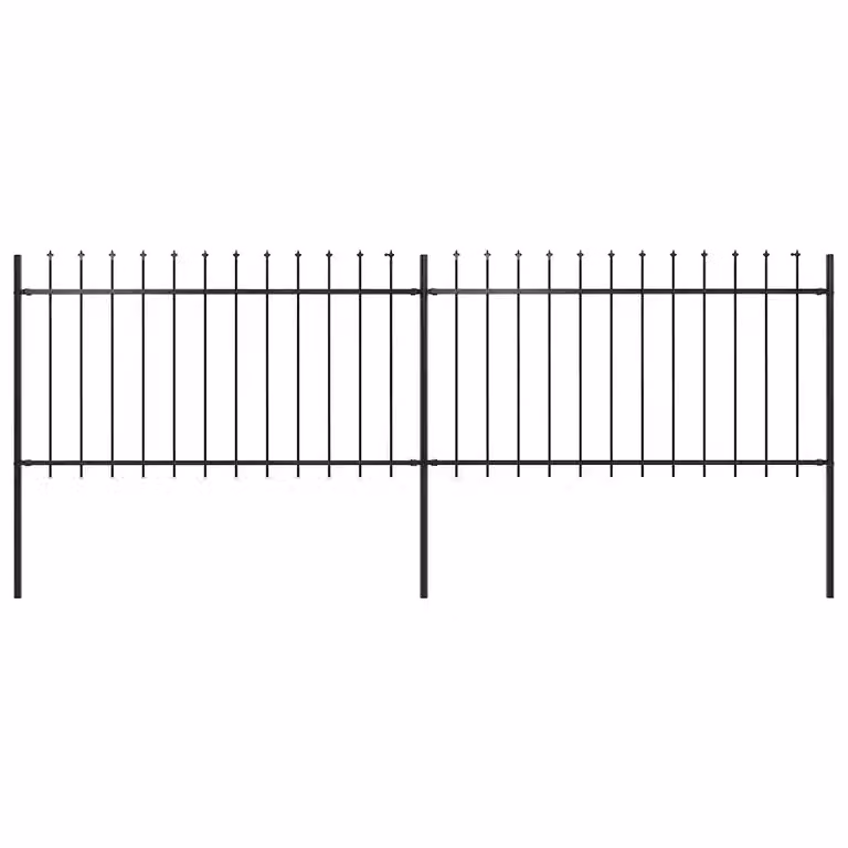 Recinzione da giardino vidaXL con punta a lancia in acciaio nero L: 337 cm, H: 100 cm