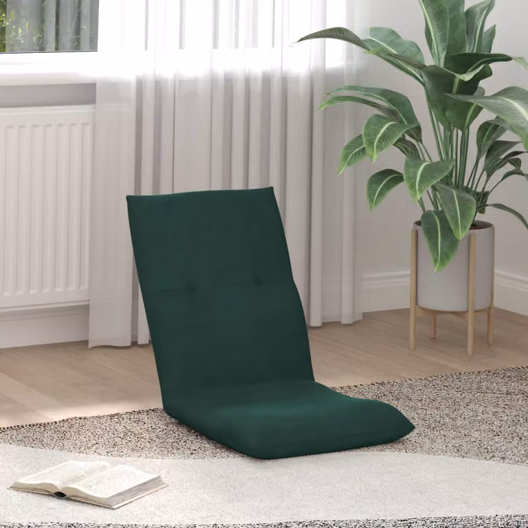 Sedia a pavimento regolabile vidaXL in velluto verde scuro con struttura in metallo