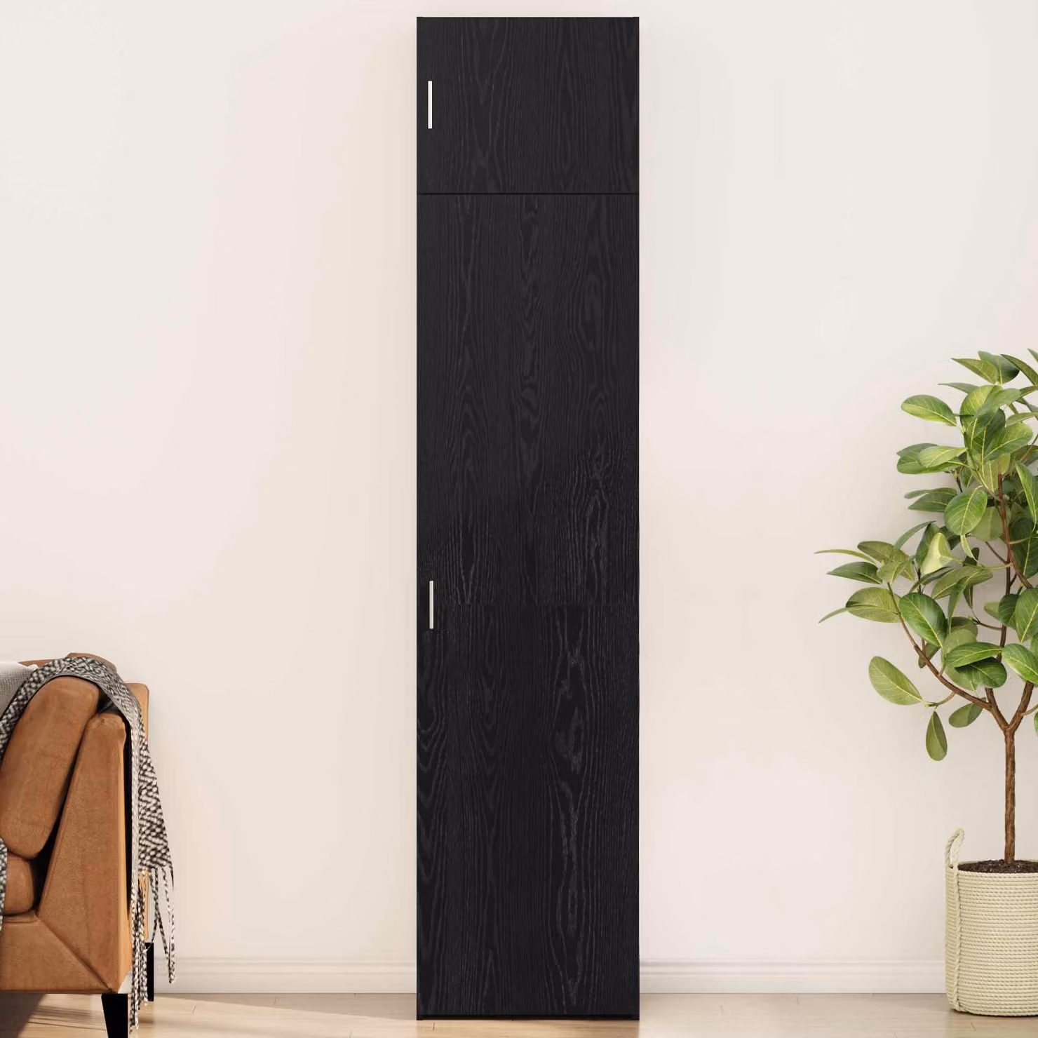 Set di 2 credenze moderne vidaXL in rovere nero, L 50 cm x P 41 cm x H 225 cm