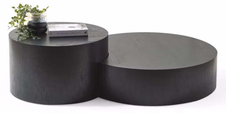 Tavolino moderno, nero, per soggiorno, rotondo, in legno, nuovo, confortevole,