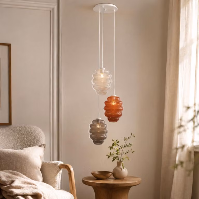 s.luce Echos gallery light 3 luci Ø 40cm baldacchino Ø 25cm marrone 3 luci ovali, allungate