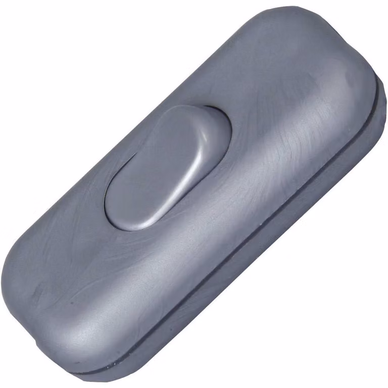 Interruttore unipolare da 250 V, 6 A, color argento, con sistema di fissaggio del cavo