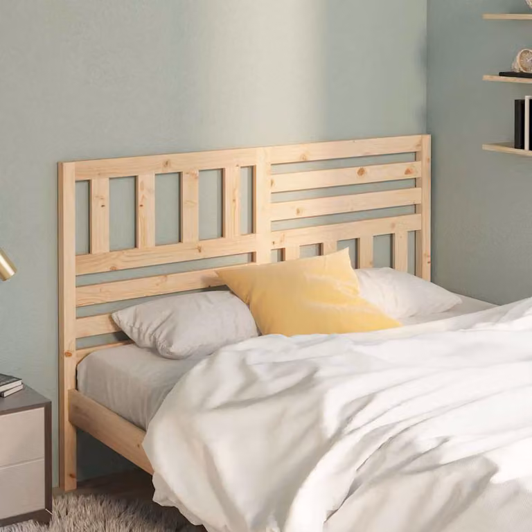 Testiera per letto vidaXL in legno massello di pino naturale stile rustico L 126 cm x H 100 cm x P 4 cm