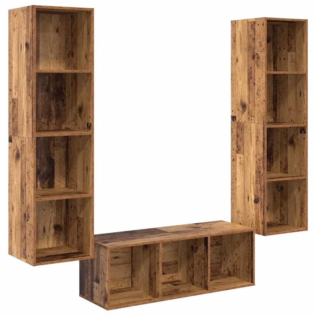 Set mobile TV moderno vidaXL in 3 pezzi color marrone in legno e MDF per soggiorno – 2