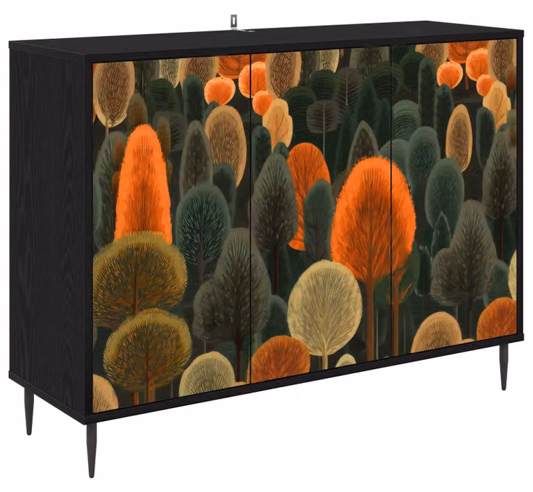 Mobile bar/contenitore ZAANDAM, finitura effetto legno noce, dimensioni 102 x 33 x 76 cm