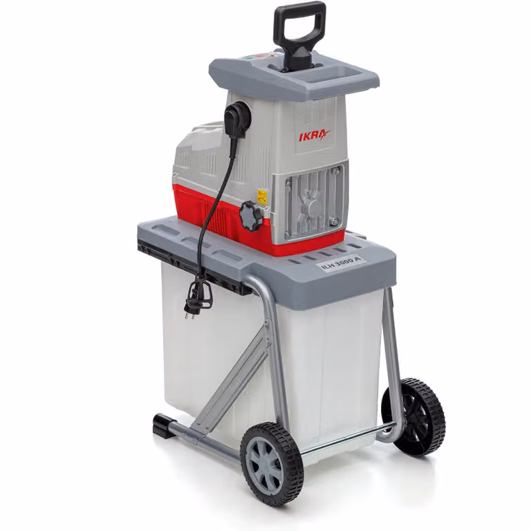 Trituratore elettrico a rulli IKRA Trituratore da giardino ILH 3000 A | 3000 W | Rami fino a 44 mm | Alimentazione automatica dei rami e ritorno | Incl. contenitore di raccolta da 60 l e spintore