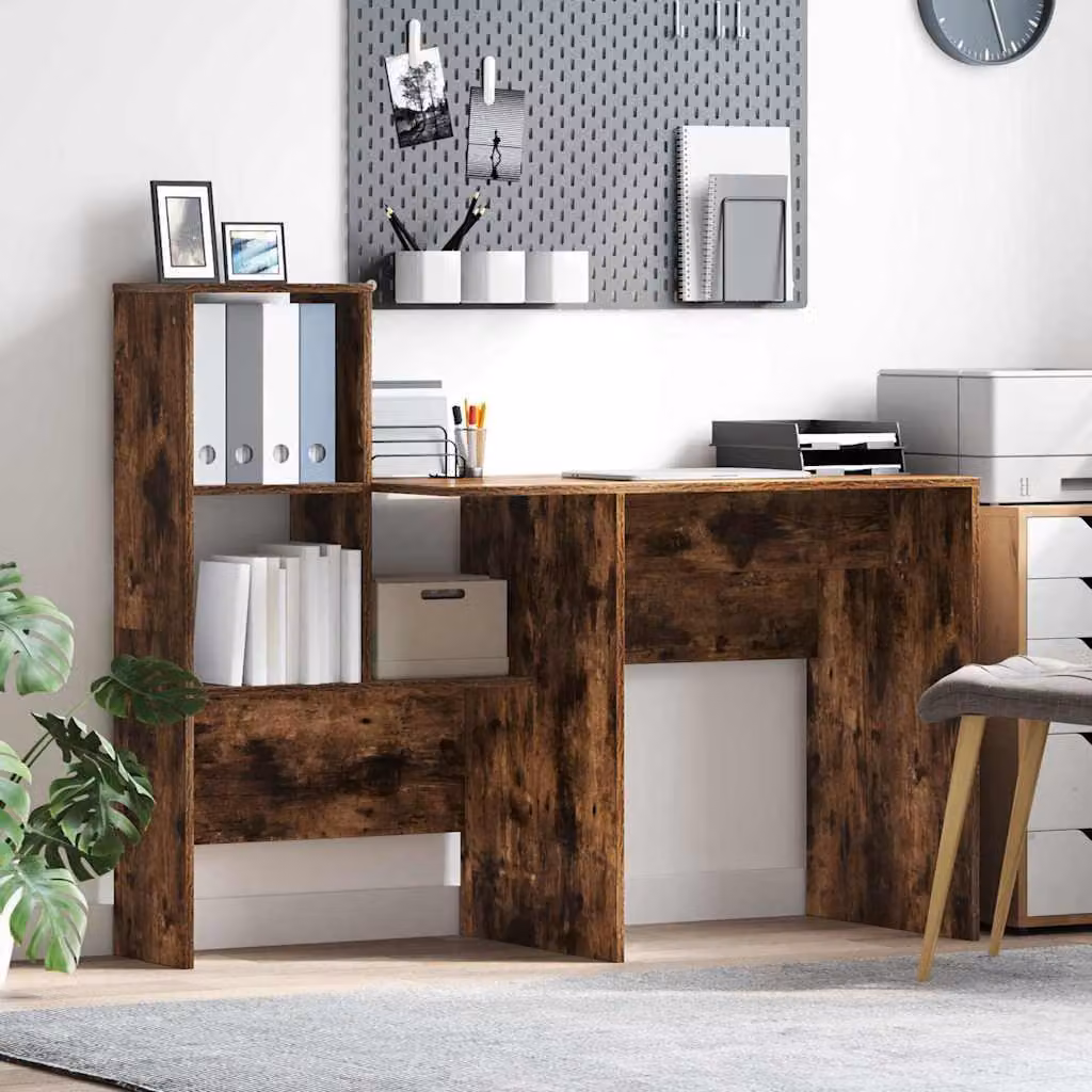 Maison Exclusive - Scrivania in legno impiallacciato di quercia affumicata