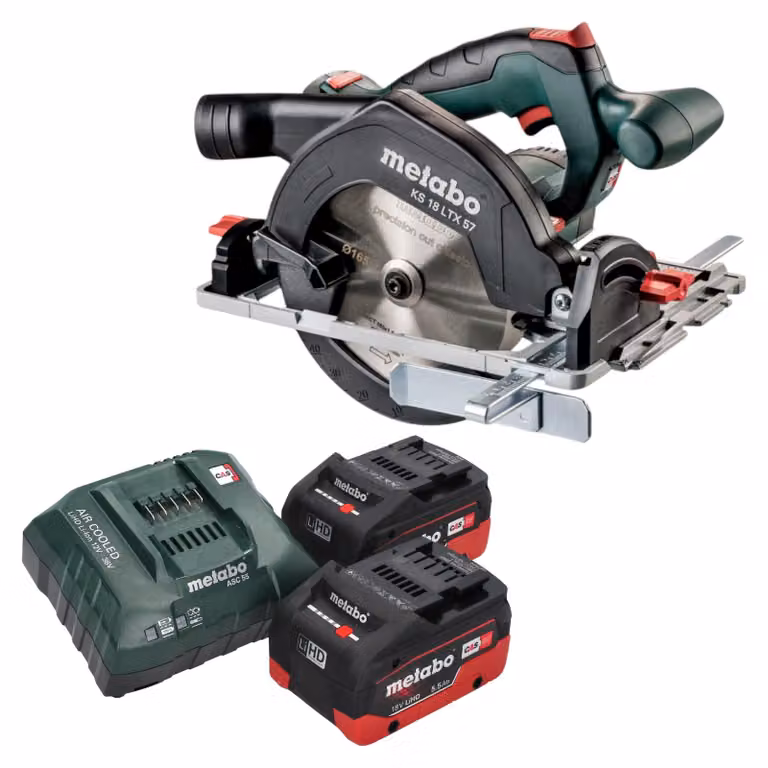 Metabo KS 18 LTX 57 Sega circolare a batteria 18 V 165 mm + 2x batteria LiHD 5,5 Ah + caricatore