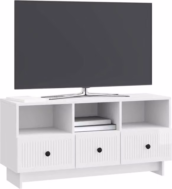 Mobile TV moderno bianco lucido in legno ingegnerizzato L 102 cm x P 34,5 cm x H 50 cm – 1