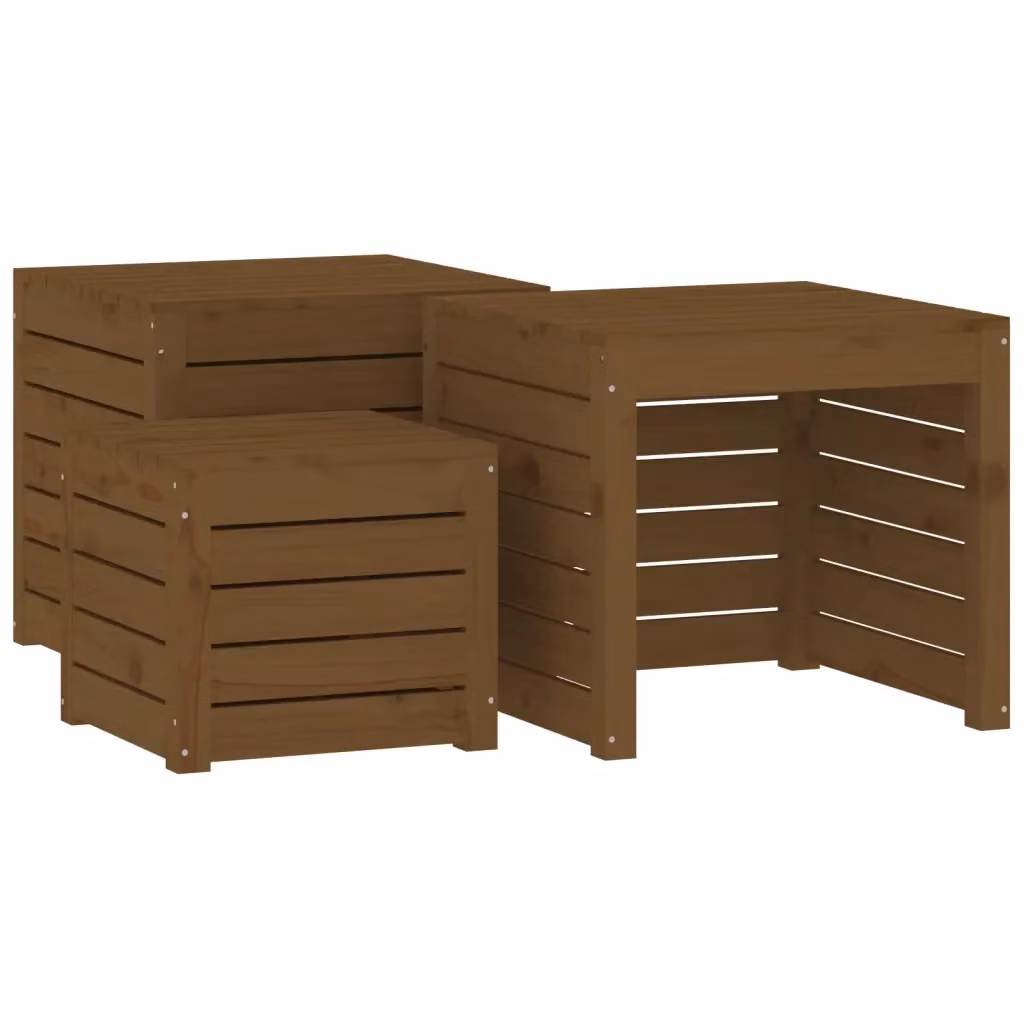 Set di 3 cassette da giardino vidaXL in legno massello di pino color marrone opaco – 2