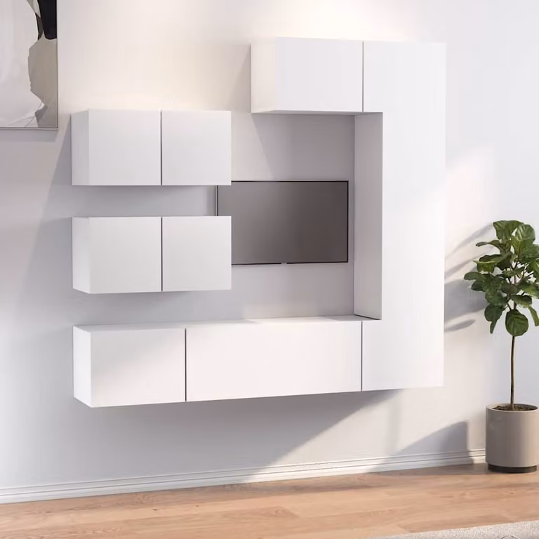 Set di Mobili Porta TV vidaXL 6 Pezzi Bianco in Legno e MDF per Soggiorno