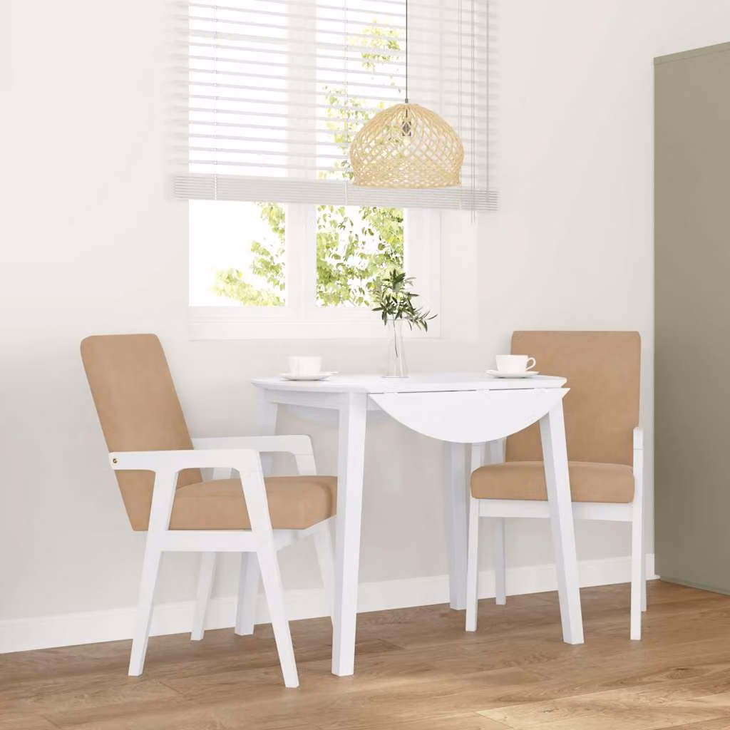 Set di 2 sedie da pranzo con cuscini vidaXL in legno di Hevea bianco e marrone