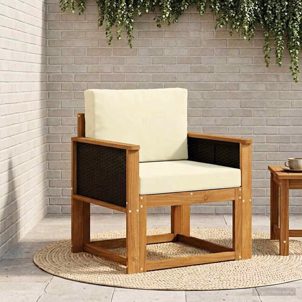 Divano centrale da esterno vidaXL in legno di acacia massello naturale colore marrone e beige