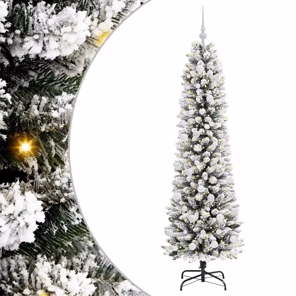 Albero di Natale artificiale moderno vidaXL bianco con luci LED bianco caldo, Altezza: 180 cm – 2
