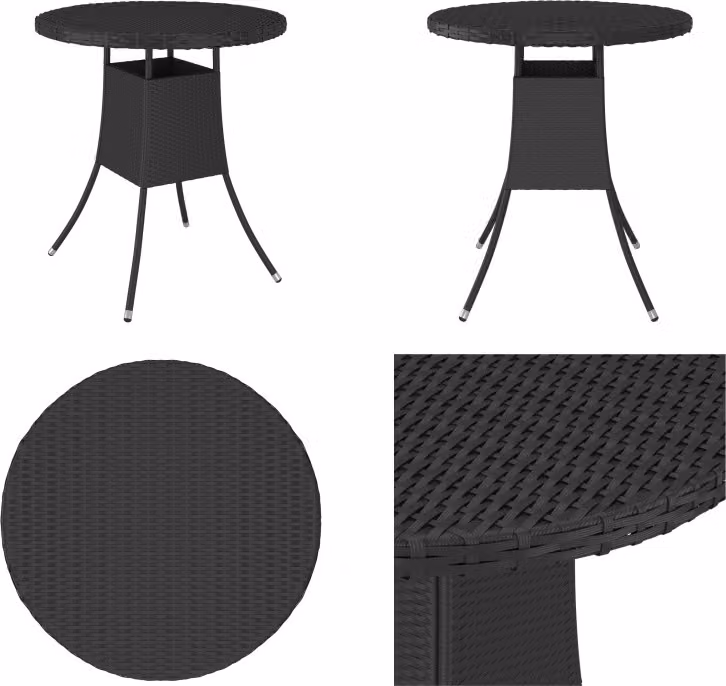 vidaXL Tavolo da giardino Nero 70x70x73 cm Poly Rattan - Tavolo da giardino - Tavoli da giardino - Tavolo - Tavoli