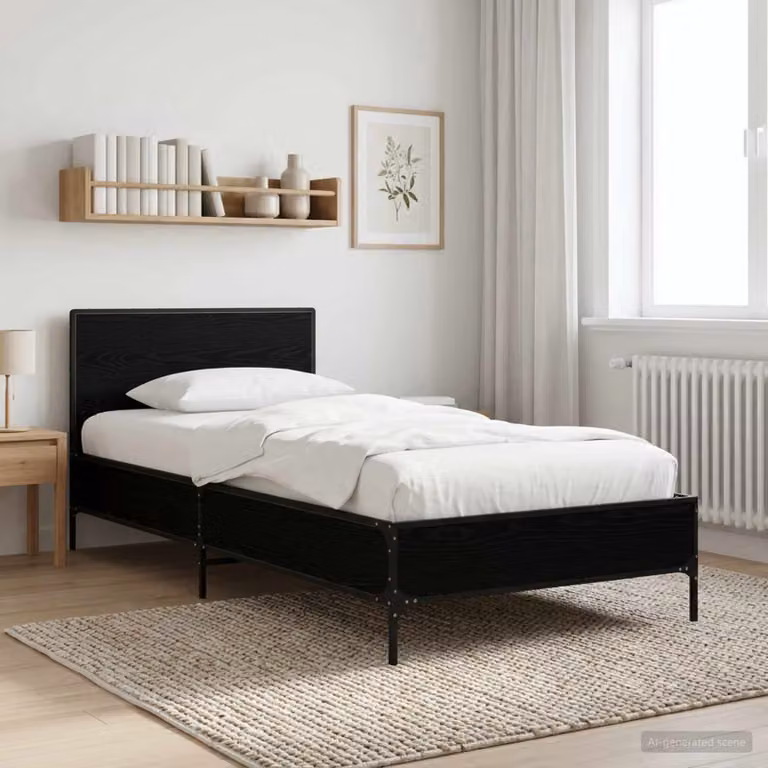 Struttura letto con testata vidaXL in legno Rovere Nero L: 80 cm, P: 200 cm, H: 83 cm
