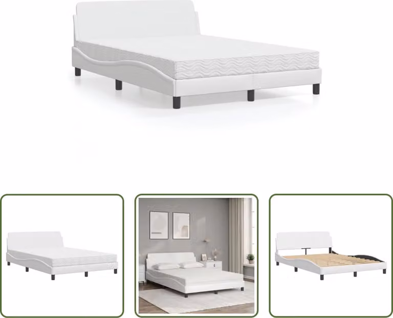 The Living Store Letto con materasso bianco 140x200 cm in ecopelle