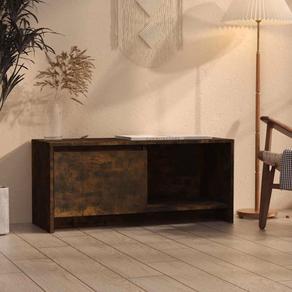 vidaXL Mobile Porta TV Moderno in Rovere Fumo Marrone con Ruote L 90 cm x P 35 cm x H 40 cm