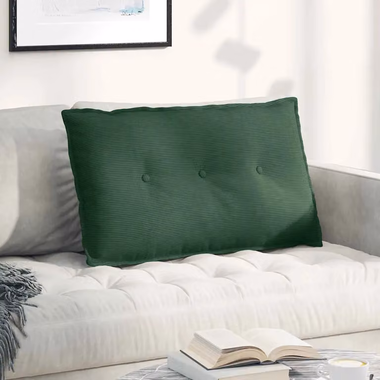 Cuscino per schiena vidaXL in velluto a coste verde giungla, L 80 x P 50 cm