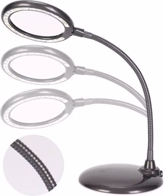 Lampada da tavolo a LED con tecnologia touch e regolazione della luminosità, design moderno in vetro e plastica, colore nero