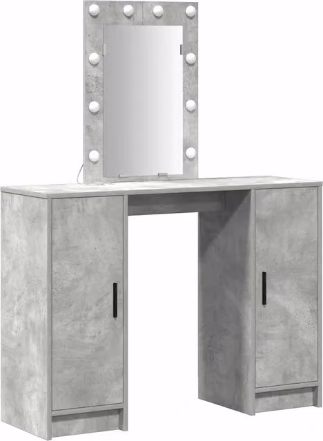 Toeletta moderna con porta in MDF laminato, colore grigio chiaro, L: 102 cm, P: 33 cm, H: 135 cm