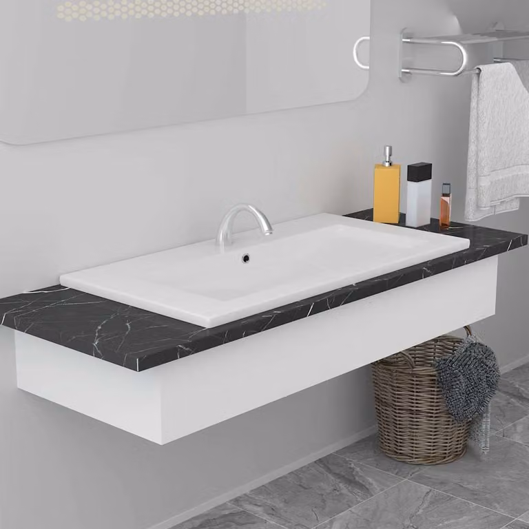 Lavabo da incasso rettangolare vidaXL in ceramica bianco L: 91 cm, P: 39,5 cm, H: 18,5 cm