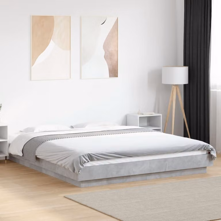 vidaXL Giroletto moderno in legno multistrato grigio con doghe fisse L/P: 160 x 200 cm