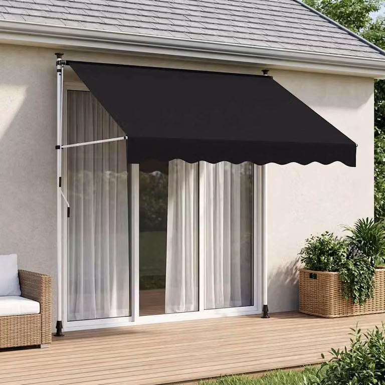 Tenda retrattile manuale vidaXL in poliestere Nero L: 350 cm