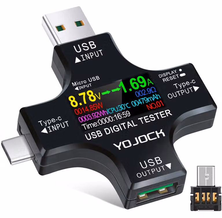 Misuratori di potenza USB 2-in-1, multimetro digitale per la misurazione di tensione e corrente